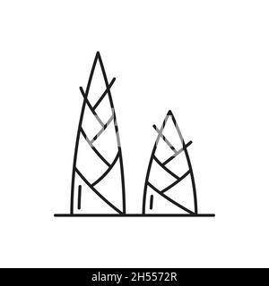Bambussprossen oder Sprossen isoliert dünne Linie Symbol. Vektor Thailand Küche Essen, frische Thai Küche Gerichte Zutat Umriss Zeichen. Vegetarische Gerichte sna Stock Vektor