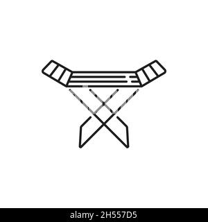 Wäscheständer Trockner isoliert Wäscheständer dünne Linie Symbol. Vektor Waschen, Reinigen und Trocknen von Gegenständen, zusammenklappbare Kleidung-Pferd Trockner, Holz oder Stock Vektor