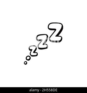„Sleep zzzz Doodle“-Symbolsatz. Symbol für einen träumlichen Traum. Doodle Comic Skizze Stil Vektor Illustration. Stock Vektor