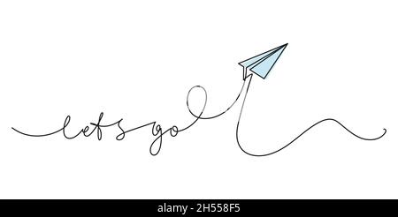 Fortlaufende Zeichnung der Papierebene mit einer Linie. Konzept von Geschäftsbotschaften und Ideen. Minimalistische Trend-Vektordarstellung. Stock Vektor