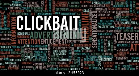 Clickbait als preiswerter Marketing-Trick, um einen Klick zu bekommen Stockfoto