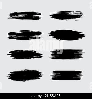 Pinselstur Mit Schwarzer Tinte. Abstraktes Tintendesign Stock Vektor