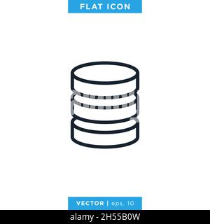 Designvorlage für Vektorgrafik für Datenbanksymbole. Stock Vektor