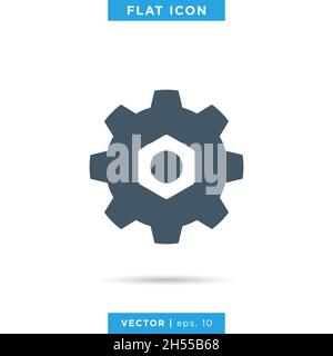 Design-Vorlage für Zahnradsymbol-Vektorgrafik für Material. Stock Vektor
