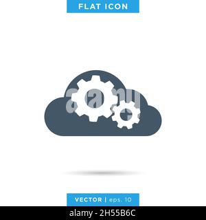 Wolke und Getriebe Symbol Vektor Stock Illustration Design-Vorlage. Stock Vektor