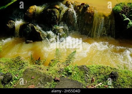 Kleiner Wasserfall mit Kaskaden in Fournas auf den azoren Stockfoto