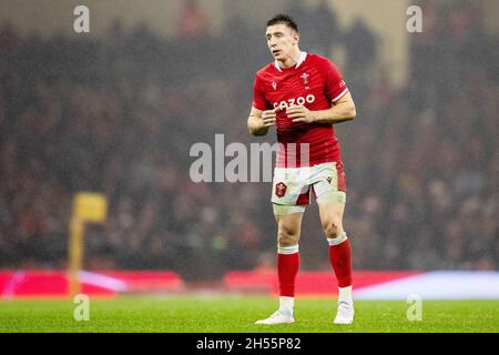 Josh Adams aus Wales während der Herbstlichen Nationenserie 2021, Rugby-Union-Testspiel zwischen Wales und Südafrika am 6. November 2021 im Fürstentum Stadium in Cardiff, Wales - Foto: Simon King/DPPI/LiveMedia Stockfoto