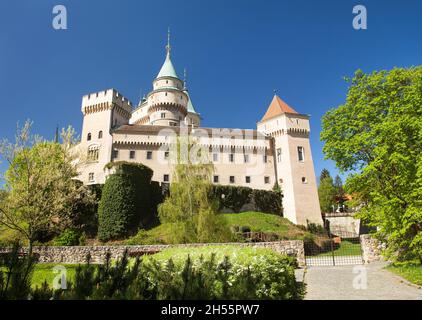 Bojnice Burg in der Nähe Prievidza Stadt, Frühling Ansicht, Slowakei, Europa Stockfoto