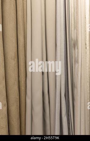 Set aus pastellfarbenen dichten Stoffen mit einheitlicher Textur. Stockfoto