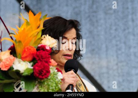 Wien, Österreich. 26. April 2012. Bianc Jagger, Europäische Solidaritätskundgebung für Tibet Stockfoto