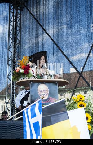 Wien, Österreich. 26. April 2012. Bianc Jagger, Europäische Solidaritätskundgebung für Tibet Stockfoto