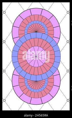 Abstrakte geometrische Blumenmuster in einem rechteckigen und quadratischen Rahmen bunte Glasfenster im klassischen Stil für Decken- oder Türverkleidungen, Vector Stock Vektor