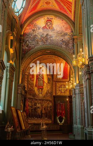 Park Patriot, Region Moskau, Russland - 17. Mai 2021: Hauptkathedrale der Streitkräfte Russlands, innen Kirche Auferstehung Christi. Mosaikbilder von Stockfoto