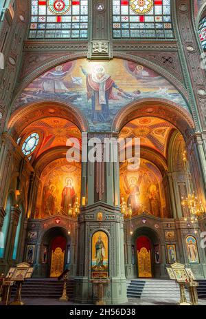 Park Patriot, Region Moskau, Russland - 17. Mai 2021: Hauptkathedrale der Streitkräfte Russlands, Innenraum der Kirche der Auferstehung Christi. Kapelle Stockfoto