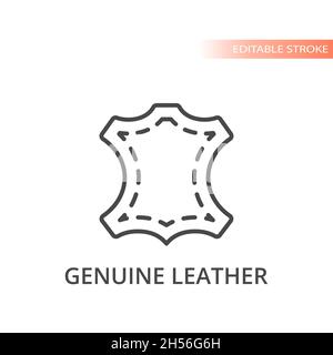 Symbol für Linienvektoren aus echtem Leder. Kontur, bearbeitbare Kontur. Stock Vektor