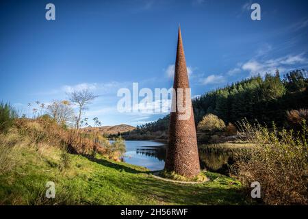 Kunstwerke rund um Black Loch, Galloway Forest, Schottland Stockfoto