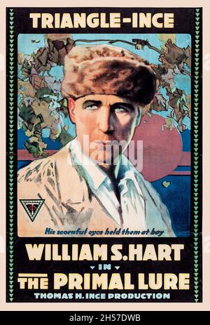 William S. Hart im Film The Primal Lure - Old and vintage Movie Poster von 1916. Dreieck-Ince. Stockfoto