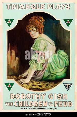 The Children of the Feud (Triangle, 1916) - ein altes Filmplakat. Dorothy Gish. Stockfoto