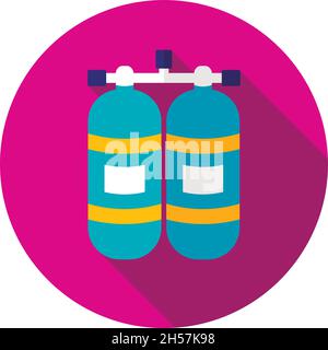 Flach-Symbol für Sauerstofftank mit langem Schatten, Folge 10 Stock Vektor