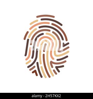 Fingerabdruck. Unterschiedliche Hauttöne. Konzept von Rassengleichheit und Antirassismus. Multikulturelle Gesellschaft Vektor-Logo Stock Vektor