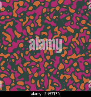 Nahtloser abstrakter Non-Print, der an ein fremdartig gefärbtes Oberflächenmuster für Tierhaut erinnert. Stockfoto