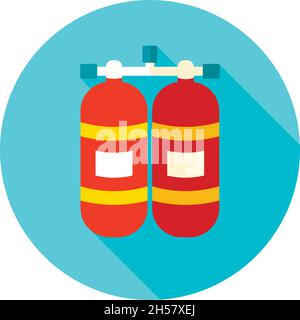 Flach-Symbol für Sauerstofftank mit langem Schatten, Folge 10 Stock Vektor