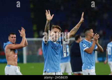 Rom, Italien. 07. Nov, 2021. Gesten während der italienischen Serie Ein Fußballspiel 2021/22 zwischen S.S. Lazio und Salernitana im Olimpico-Stadion in Rom, Italien am 7. November 2021 Credit: Independent Photo Agency/Alamy Live News Stockfoto