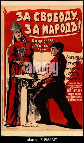 Für die Freiheit, für das Volk! Filmoper (Live Speech): Eine Gruppe von Künstlern, ein Chor und Sängerinnen nehmen Teil. Herr Kalmanson. 1917 Stockfoto