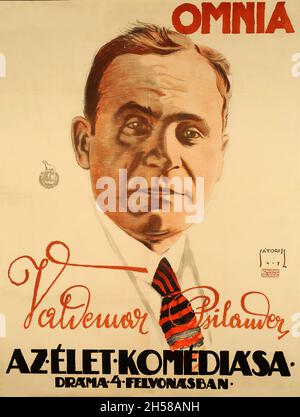 Alte und alte Film / Filmplakat: AZ élet komédiása 1917. Magyar: Poszter Az élet komédiása című 1917-es filmdrámához. Stockfoto