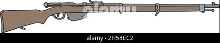 Die vektorisierte Handzeichnung eines alten Militärgewehrs Stock Vektor