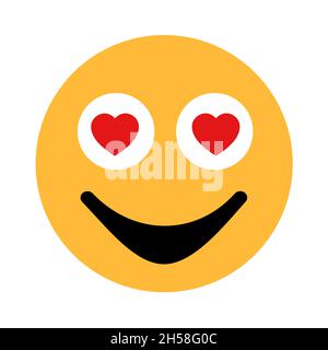 Amourös und verliebt Emoji und Emoticon mit Liebe Herz in den Augen. Der Mensch ist fasziniert von romantischen Gefühlen und Emotionen - verliebt, amorousness, Stockfoto