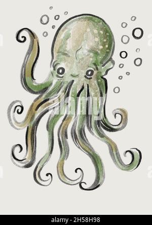 octopus Sea Life Illustration Stockfoto