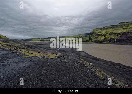 Misty Landschaft in Island. Stockfoto