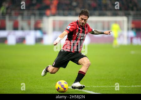 Davide Calabria (AC Mailand) während der italienischen Meisterschaft Serie A Fußballspiel zwischen AC Mailand und FC Internazionale am 7. November 2021 im San Siro Stadion in Mailand, Italien Stockfoto