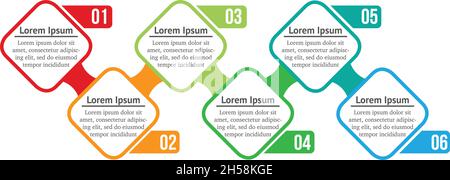 Vektor Infografik Quadrate mit 6 Optionen oder Stufen. Infografiken für Business Konzept. Kann für Präsentationen, Workflow Layout verwendet werden, Diagramm Stock Vektor