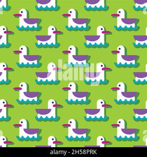 Sommer Vektor nahtloses Muster mit Möwe. Strand. Sommerzeit. Urlaub. Urlaub Stock Vektor