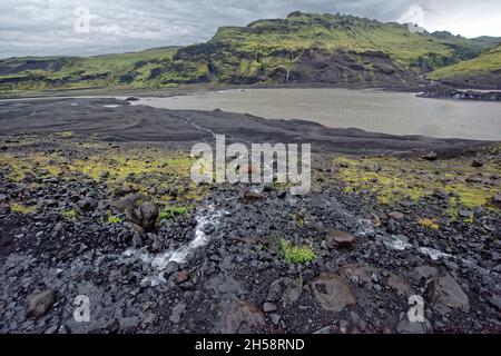 Misty Landschaft in Island. Stockfoto