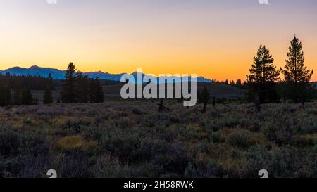 Sonnenuntergang im Sawtooth National Recreation Area, Idaho Stockfoto