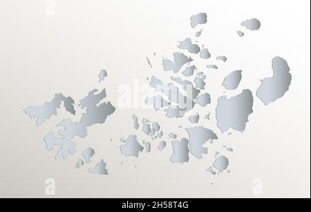 Franz Josef Landkarte, Verwaltungsabteilung, weißes blaues Kartenpapier 3D, leer Stockfoto