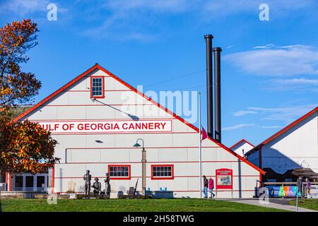 Frontansicht der Cannery des Golfs von Georgia in Steveston British Columbia Kanada Stockfoto