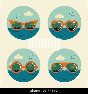 Sommer-Symbole Retro-Vektor-Set eps 10 Stock Vektor