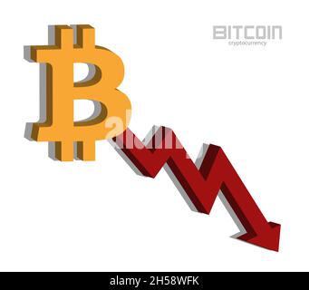 Bitcoin und Chart, Währungsrückgang, Geld-Symbolvektor Stock Vektor