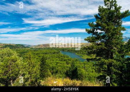 Der Snake River schlängelt sich durch Swan Valley, Idaho, USA Stockfoto