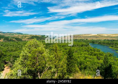 Der Snake River schlängelt sich durch Swan Valley, Idaho, USA Stockfoto