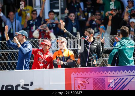 Fahrerparade OCON Esteban (Fra), Alpine F1 A521, NORRIS Lando (gbr), McLaren MCL35M, Portrait während des Formel 1 Gran Premio De La Ciudad De Mexico 2021, Mexico City Grand Prix, 18. Lauf der FIA Formel 1 Weltmeisterschaft 2021 vom 5. Bis 7. November, 2021 auf dem Autodromo Hermanos Rodriguez, in Mexiko-Stadt, Mexiko - Foto Antonin Vincent / DPPI Stockfoto