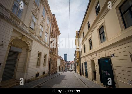 Bild von Radiceva ulica in Zagreb, Kroatien, im Sommer. Radiceva Straße ist eine Straße in der Zagreb, Kroatien Stadtzentrum. Aus der Nähe o Stockfoto