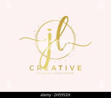 JL feminines Logo. Verwendbar für Natur, Salon, Spa, Kosmetik und Beauty Logos. Flaches Vektor-Logo-Design-Template-Element. Stock Vektor