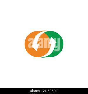 Kreisförmige Bewegung zwei Pfeile bunte geometrische Symbol Vektor Stock Vektor