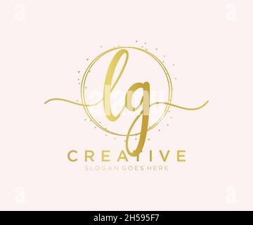 Feminines Logo von LG. Verwendbar für Natur, Salon, Spa, Kosmetik und Beauty Logos. Flaches Vektor-Logo-Design-Template-Element. Stock Vektor