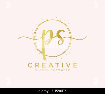 Feminines PS-Logo. Verwendbar für Natur, Salon, Spa, Kosmetik und Beauty Logos. Flaches Vektor-Logo-Design-Template-Element. Stock Vektor